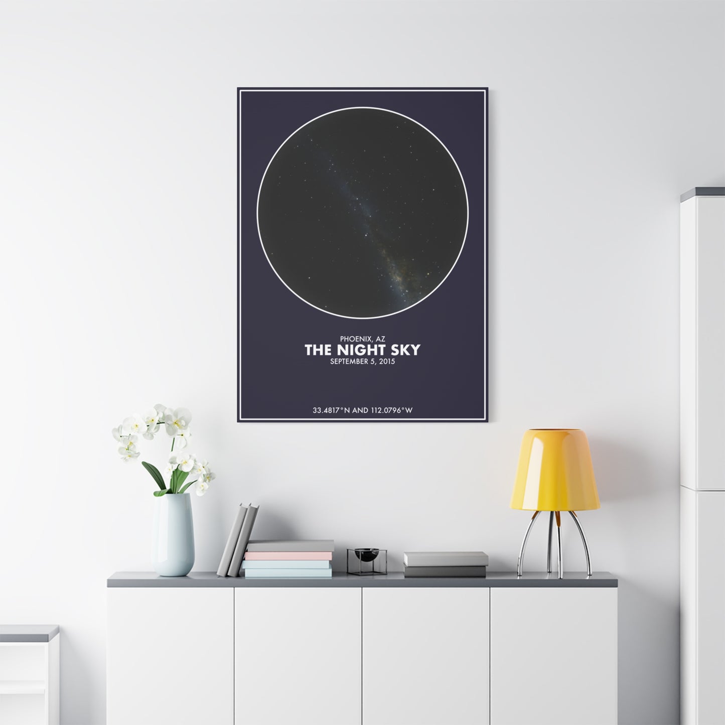 Customizable Night Sky — Canvas Print, White on Indigo