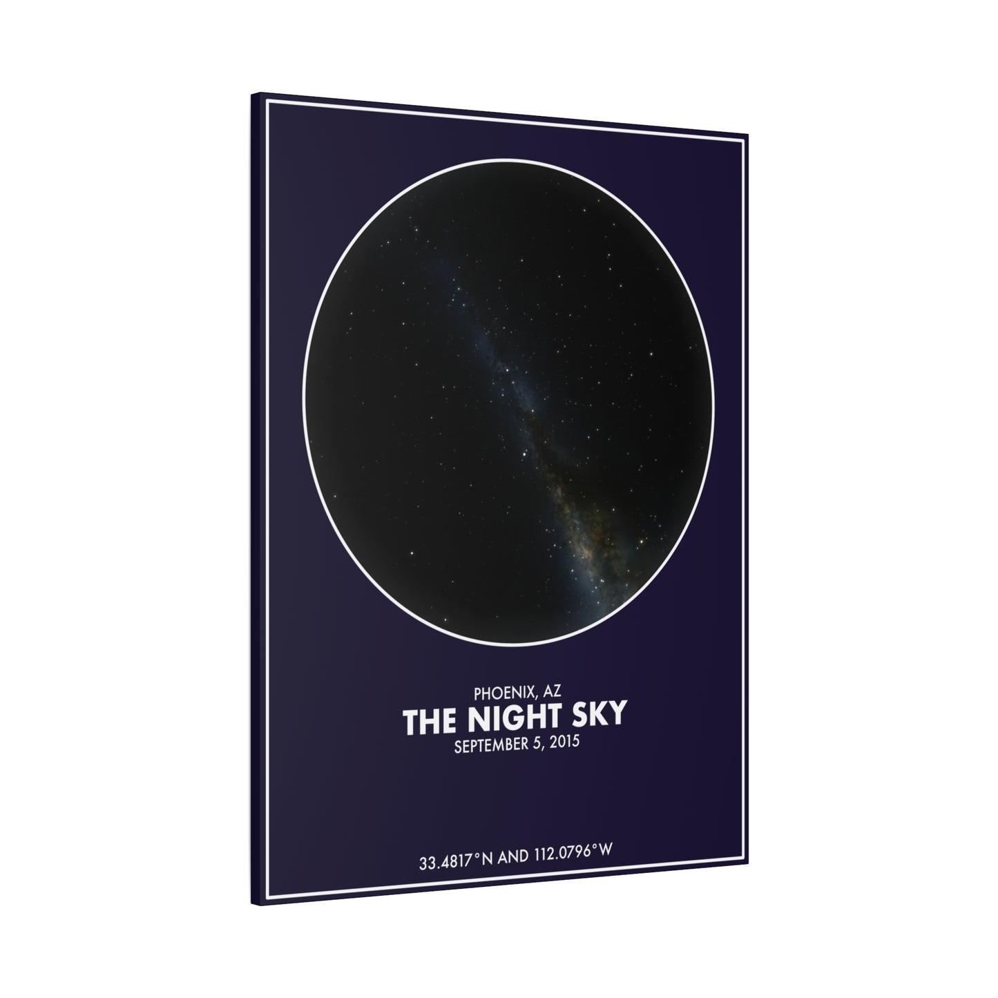 Customizable Night Sky — Canvas Print, White on Indigo