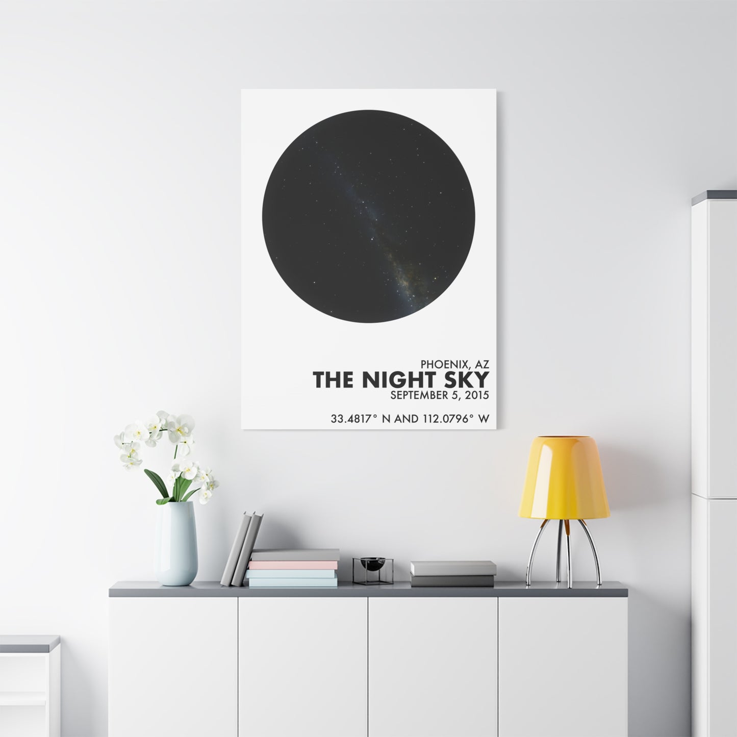 Customizable Night Sky — Canvas Print, Black on White