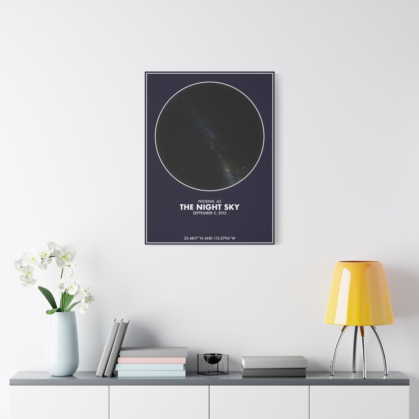 Customizable Night Sky — Canvas Print, White on Indigo