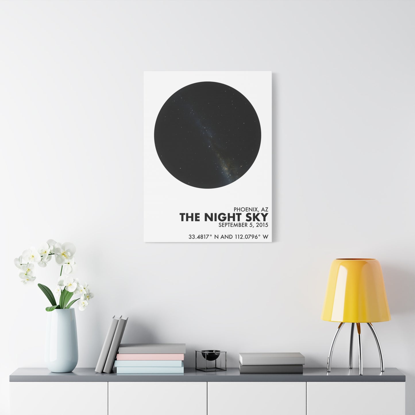 Customizable Night Sky — Canvas Print, Black on White