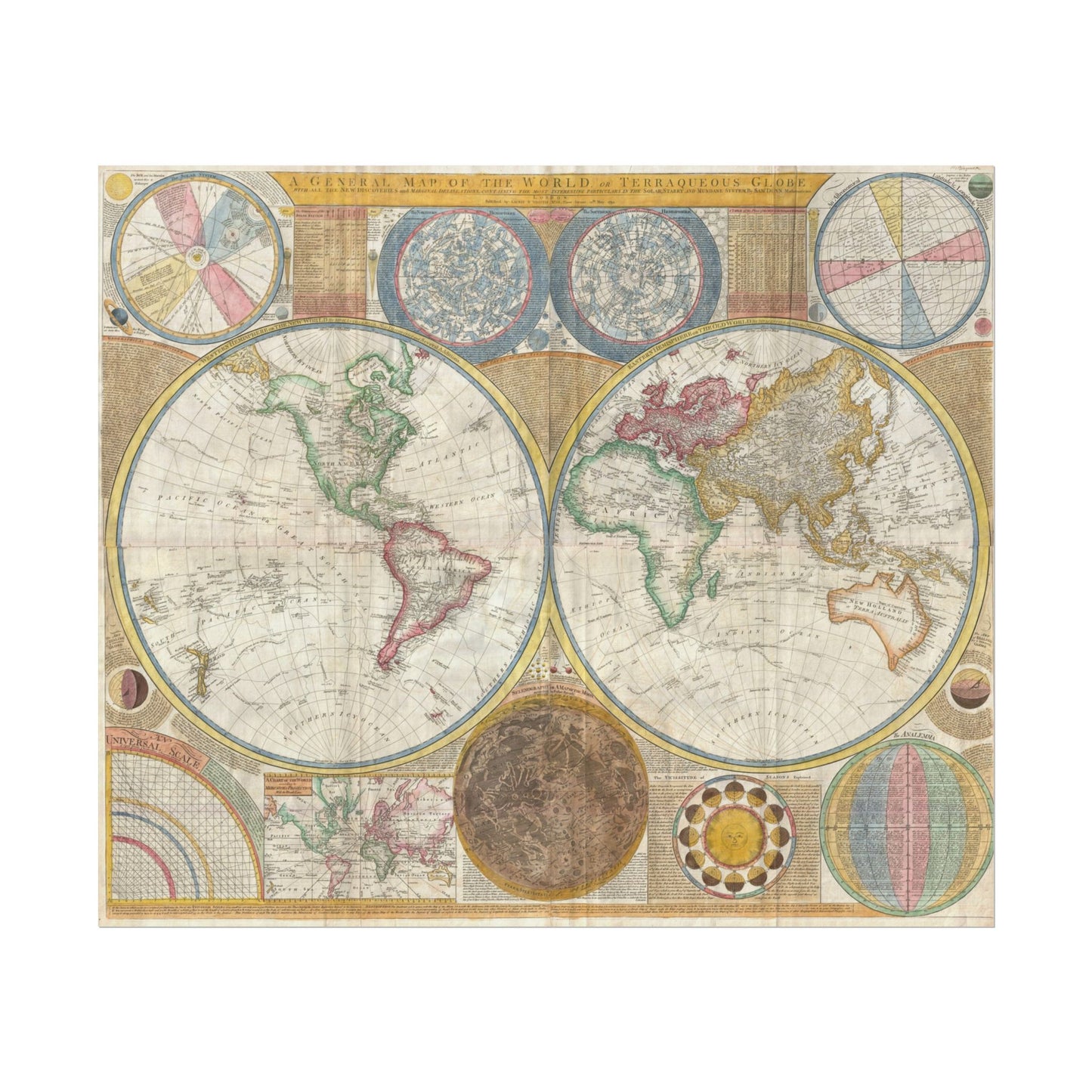 Vintage World Map Matte Poster — Samuel Dunn (1794)