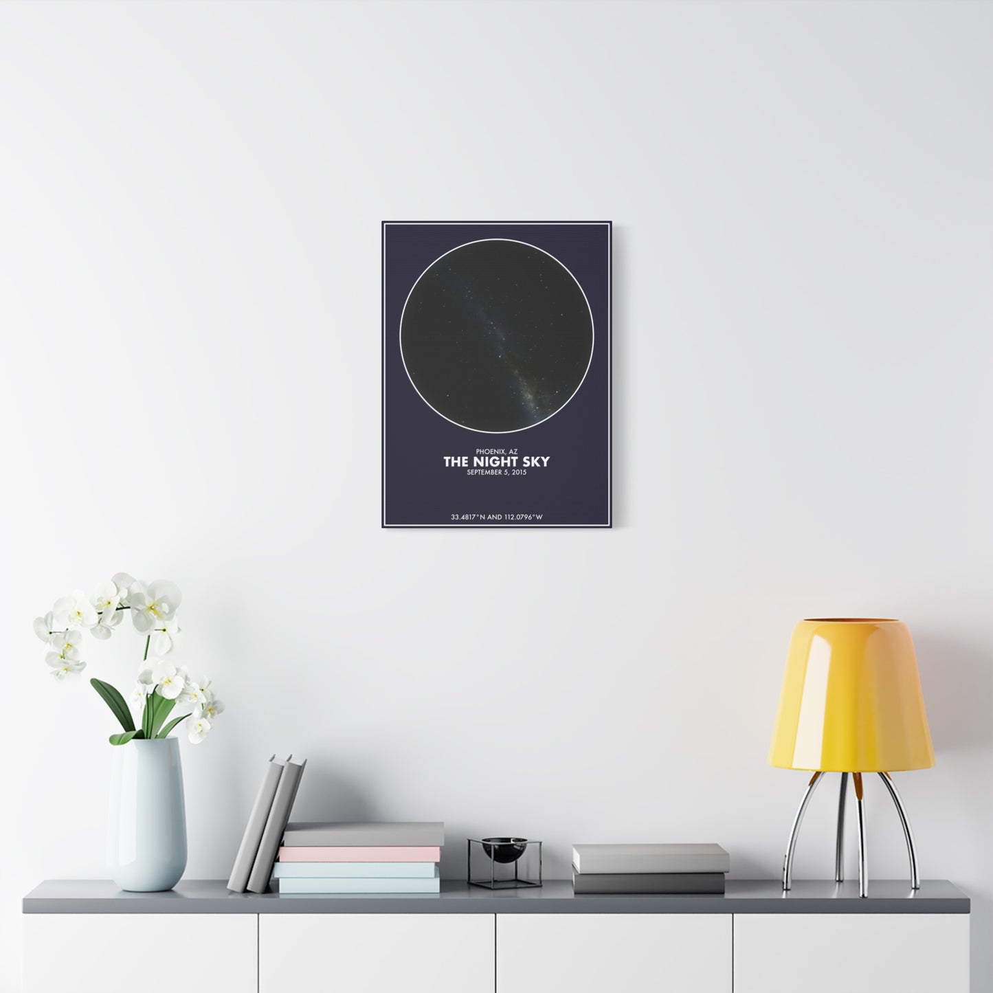 Customizable Night Sky — Canvas Print, White on Indigo