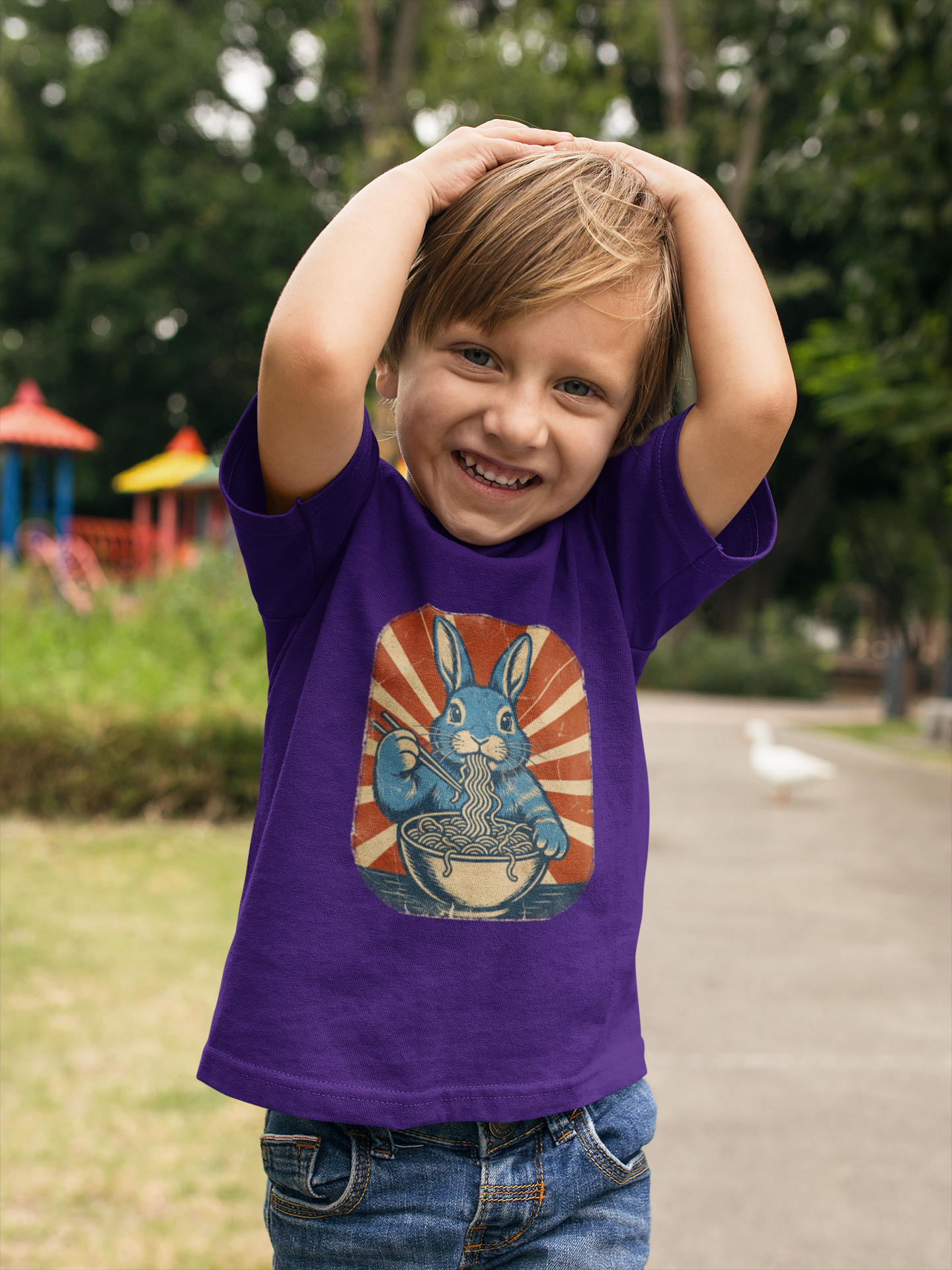 Bunny Eating Ramen Kids Shirt