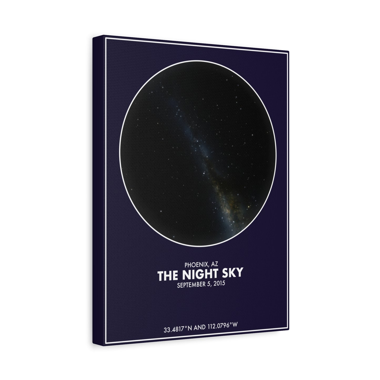 Customizable Night Sky — Canvas Print, White on Indigo