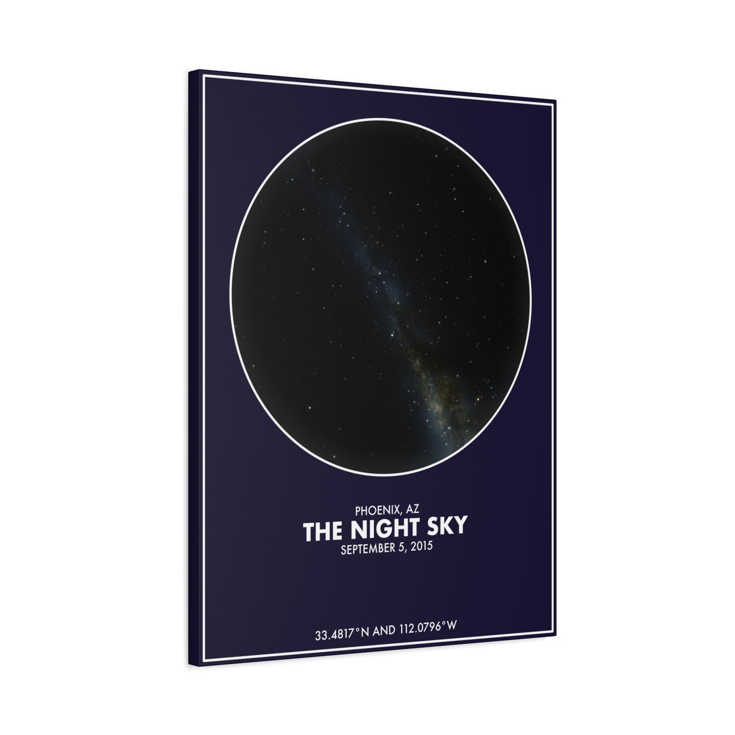 Customizable Night Sky — Canvas Print, White on Indigo