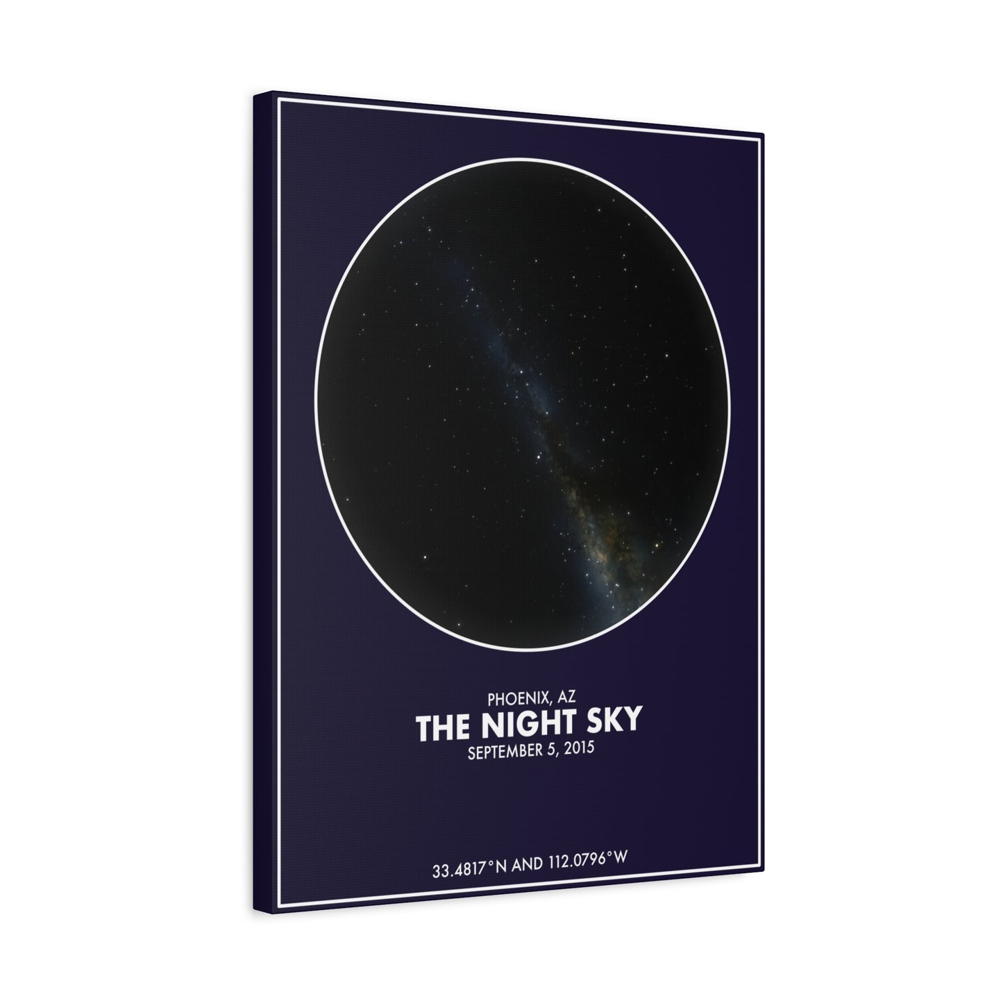 Customizable Night Sky — Canvas Print, White on Indigo