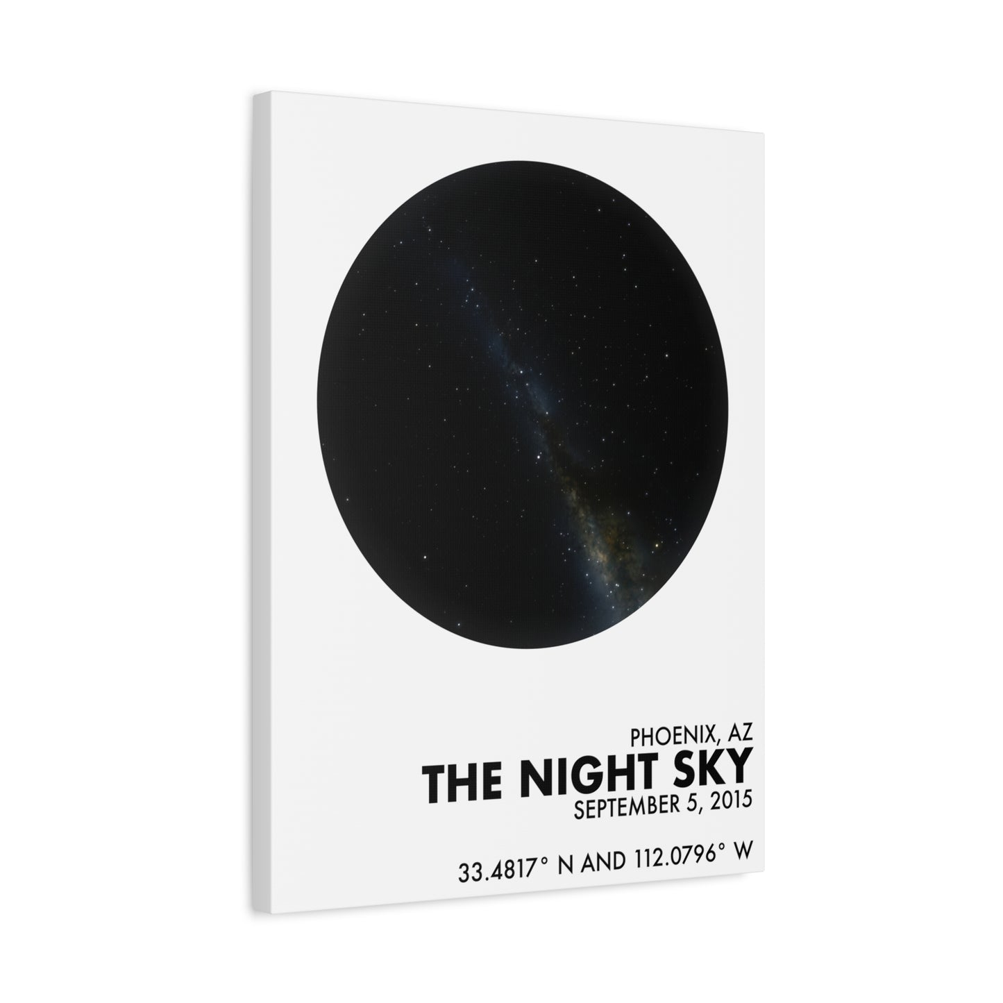 Customizable Night Sky — Canvas Print, Black on White